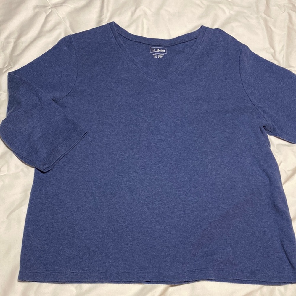 LL Bean 3/4 sleeve T-shirt, heather blue, PXL